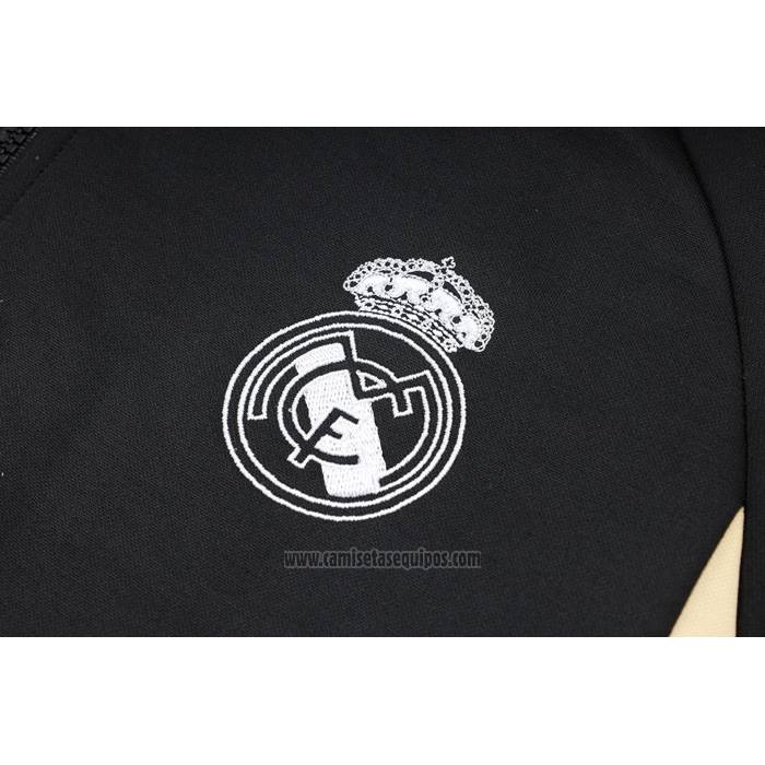 Chandal de Sudadera del Real Madrid Nino 2023-2024 Negro y Blanco